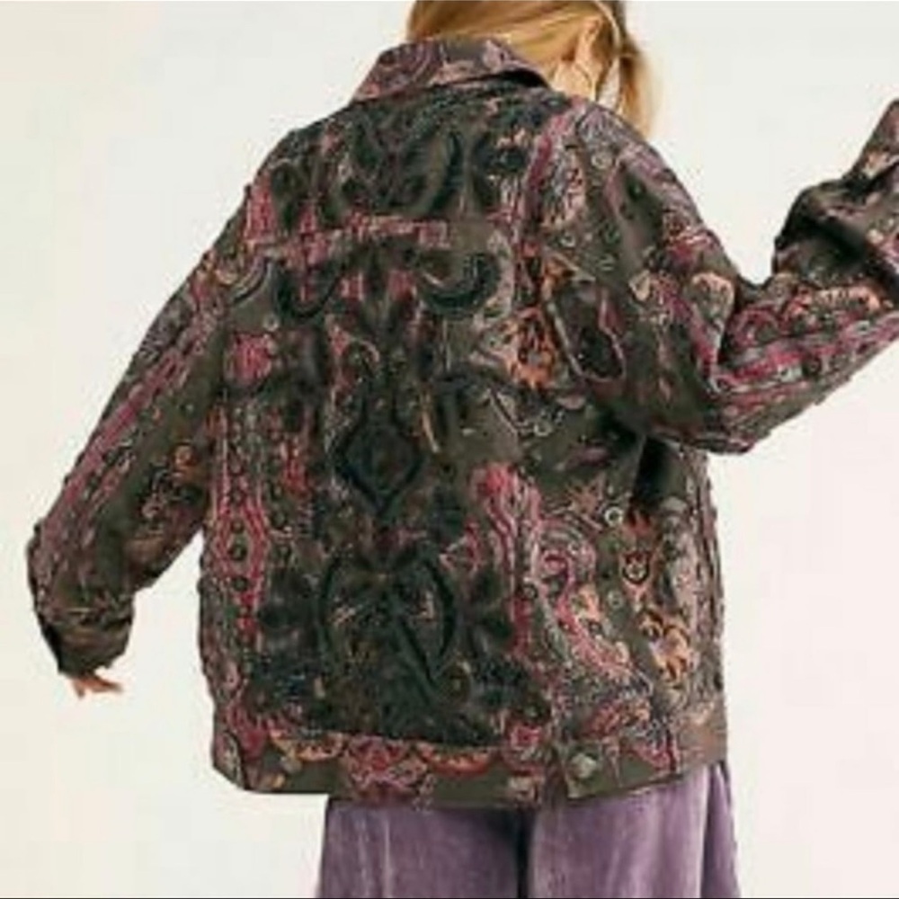 Free People Black and Red Embroidered Fabric